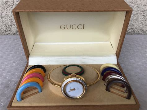 vintage gucci bangle bezel watch|vintage Gucci watch with bezels.